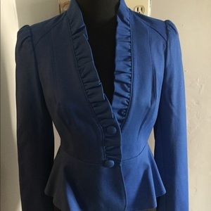 Blue Peplum Button Blazer. INC. Size S.
